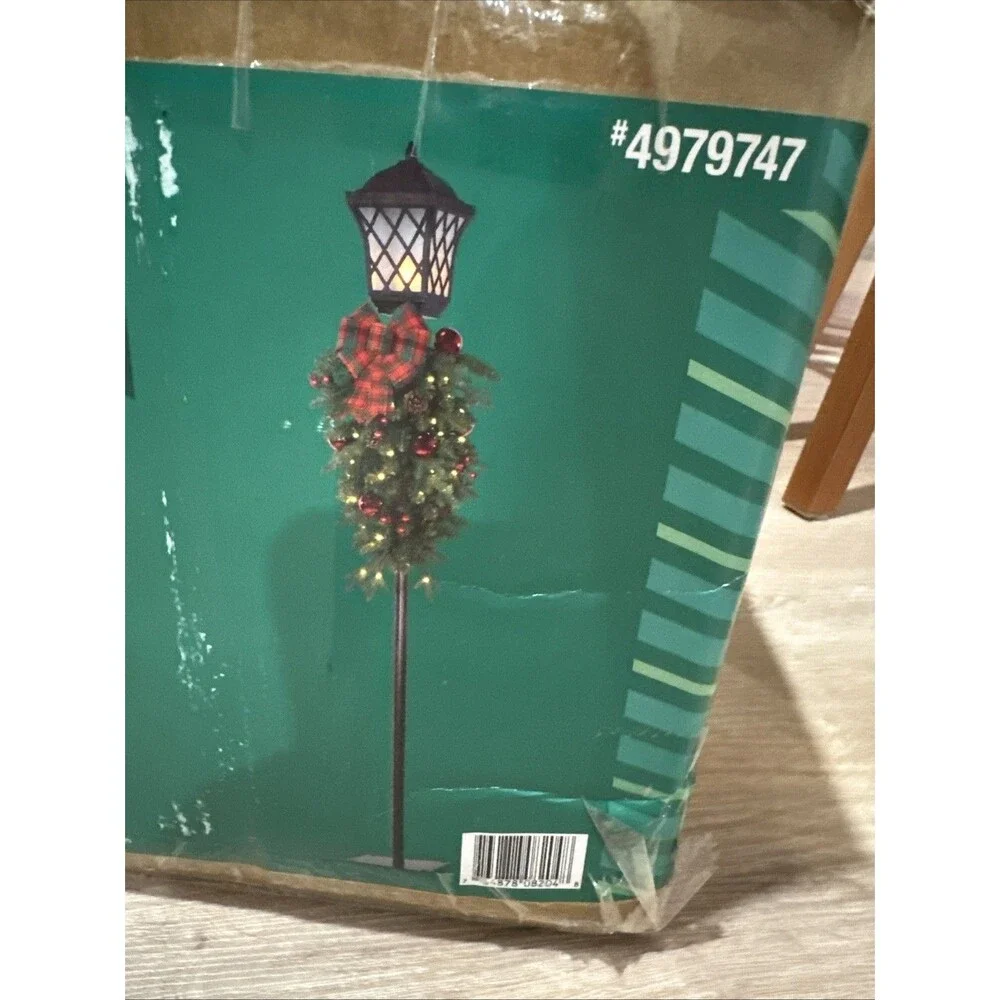 NEW Holiday Living 6ft LED Pre-Lit Lamp Post Decorative Swag Lowe’s Christmas